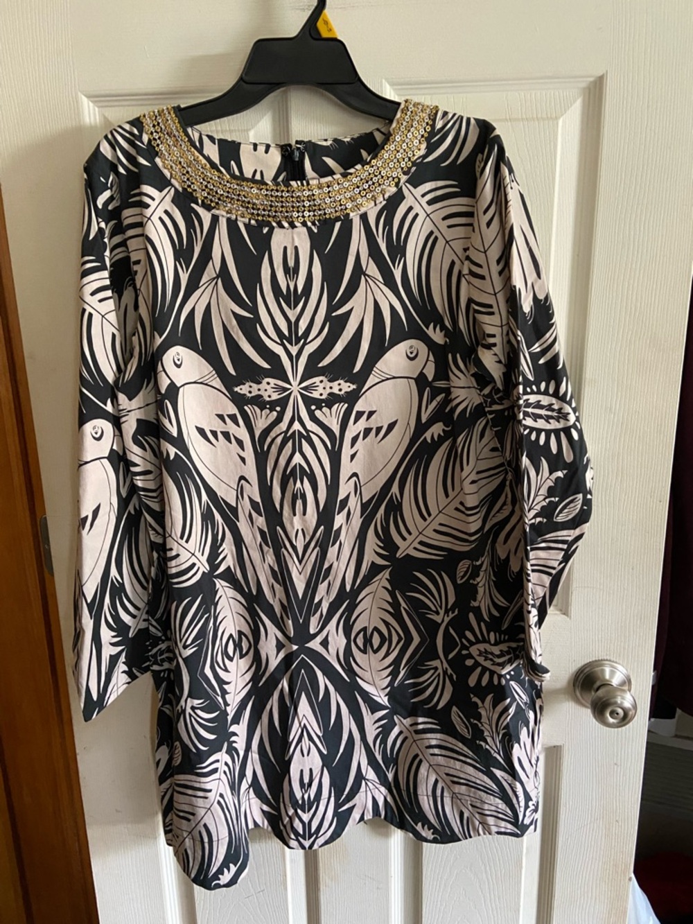 Sheridan French Blair Dress Black Abstract Birds s